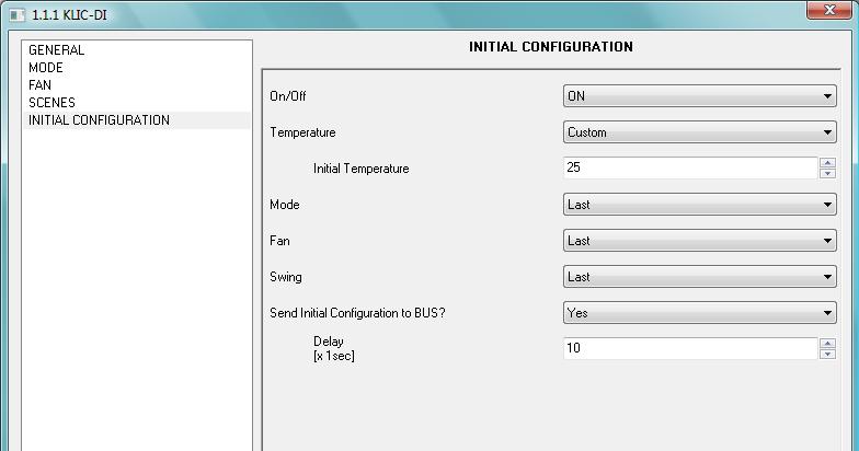 Figure 15 Initial Configuration 4.10. TYPE OF CONTROL The type of control allows configuring the KLIC-DI as Master or Slave control.