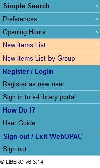 UoM webopac features Go to the search page Directs you to registration page