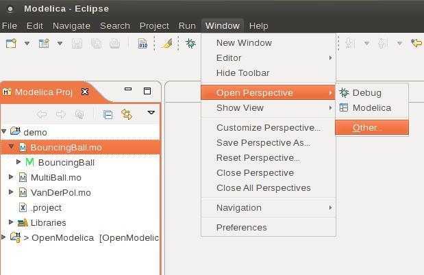 Figure 10.7: Eclipse Switching to another perspective e.g. the Java Perspective.