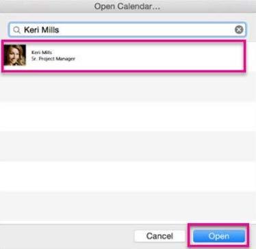 Outlook 2016 for Mac 1. At the bottom of the navigation bar, click Calendar. 2. In the Organize tab, click Open Shared Calendar. 3.