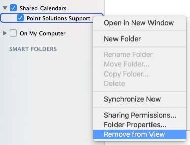Outlook 2011 1. In Outlook, go to Calendar, and then right click the calendar you want to remove. 2. Click Remove from View in the dropdown list that appears.