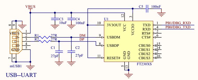Application Note [Page 10] Figure 2.4 Conversion Circuit of USB to Serial Port Debugging Figure 2.