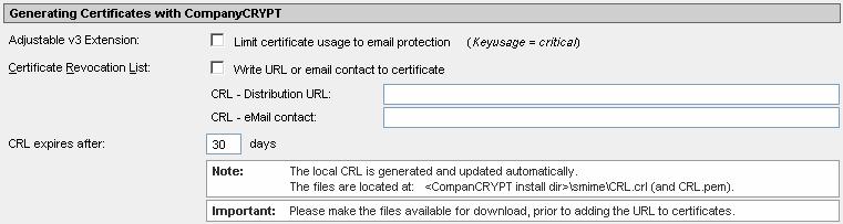 Validating certificate chain WebGUI (Configuration) General S/MIME Signatures + Verification Include CA certificates: Trust new certificates: When signing a message besides the signing certificate
