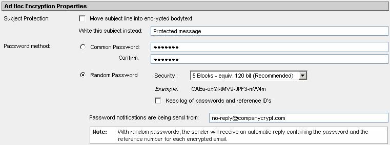 2. User Controlled Encryption Processing of messages is controlled by keywords in the subject line (or the MIME-Header value Sensitivity ).