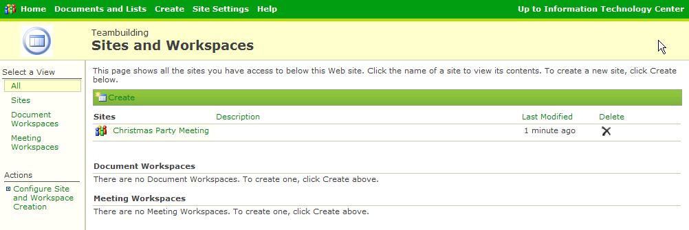 15 2. In the Administration section, click on Manage sites and workspaces. The Sites and Workspaces page appears. 3.