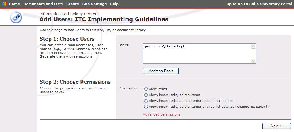 28 2. In the Document Libraries section, click on ITC Implementing Guidelines. The ITC Implementing Guidelines document library appears. 3. Under Actions, click on Modify Settings and Columns.