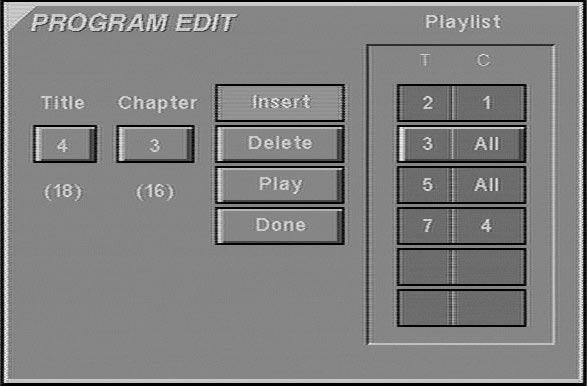 Programmed Play with DVD Program Play Programmed play allows you to select any track, title or chapter from a DVD in the DVD 20 for playback in a specific order.
