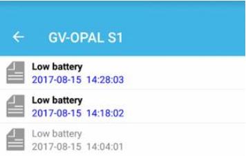 When the GV-OPAL S1 battery is low, you will get different low-battery notifications in various ways two are from the GV-CloudEye mobile app and one is from the camera body.