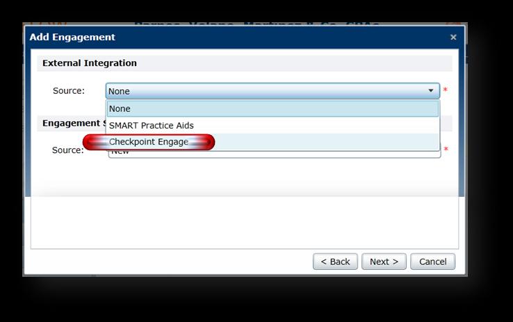Add New Client Engagement To add new client engagement in AdvanceFlow with Checkpoint Engage integration: 1. Click Add Engagement icon at top of AdvanceFlow Engagements pane.