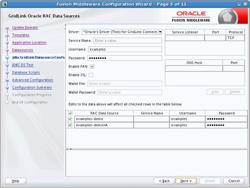 GridLink Oracle RAC Data Sources 5.13 GridLink Oracle RAC Data Sources Use this screen to configure the data sources that are included in your WebLogic domain as GridLink Oracle RAC data sources.