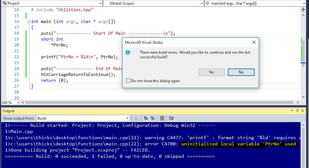 Most C/C++ Compilers Will Generate No Errors Visual Studio Provides A Number Of