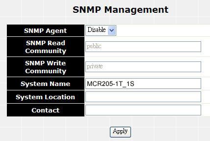 Figure 15: Login Web page screen SNMP Management This function provides SNMP Management and SNMP Trap Receiver Configuration