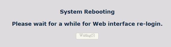 Figure 21: System Reboot Web page screen Figure