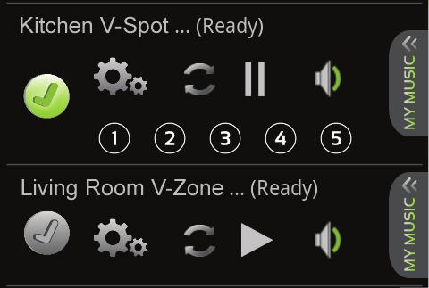 Select a Zone Next to the name of your VOCO device, in the ZONES screen of the VOCO Controller App, there is a round button. Tap on that button and it will highlight in green.