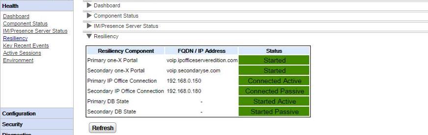 Monitoring Resilience: IP Office Line Status 11.3 one-x Portal for IP Office Status This menu is shown on IP Office Select network portal server.