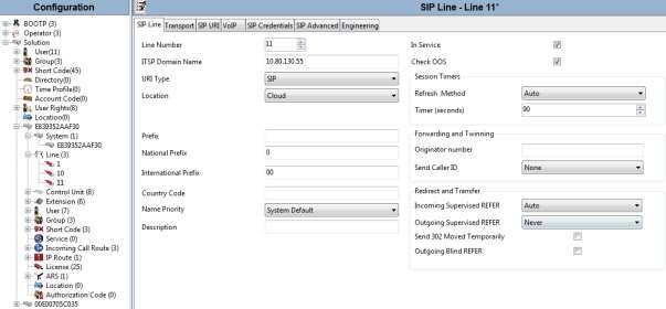4.3. Administer SIP Line A SIP Line is required to make calls to IVR. Navigate to Solution <IP Office Name> Line from the Configuration menu. Right click and select New SIP Line (not shown).