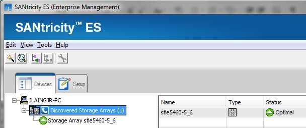 5. Double-click the array to be managed to open the Array Management window (AMW).