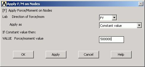 Fig. 17: Apply forces on nodes. Enter the values in the appearing window and confirm with [OK]. B.