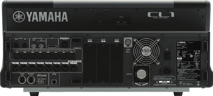 Rear Panel Features Fader configuration: 8-fader left section, 8-fader Centralogic section, 2-fader master section. Input channels: 48 mono, 8 stereo.