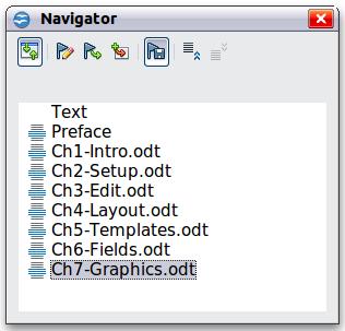 Figure 5. The Navigator showing a series of files in a master document Step 7.