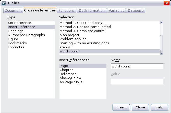 hand column, type the name of the reference you set in the subdocument you are referring to.