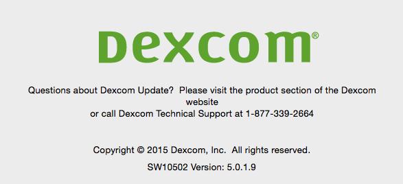 Mac Menu Option Description Dexcom Update About Dexcom Update Displays information about the software version you are using.