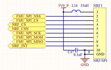 SPI port Pin 1 2 3 4 5 Signal VCC N/A N/A NRF_CS NRF_CSN Volt +5V +3.3V +3.