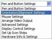 3 The SMART Hardware Settings window will open. Select Orientation/Alignment Settings from the drop-down menu.