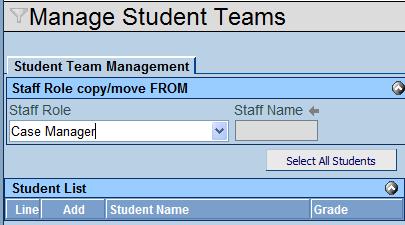 Procedure: Mass Removing or Reassigning Staff from a Student Team Note: Staff roles must be set up in the Staff