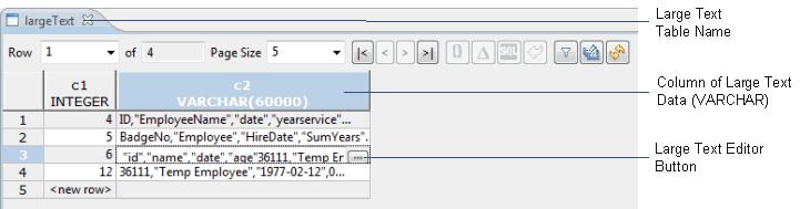 5: Table Data Development Editing Large Text Data You can use the Table Data Editor to display and edit tables that contain character data.