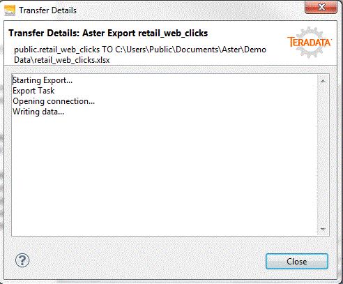6: Data Import and Export After the job completes, you can view the output in the Transfer History View.