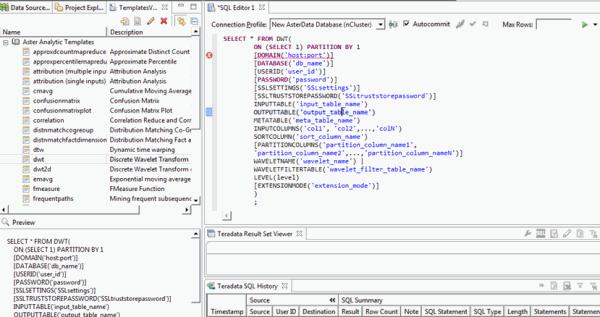 4: Query Development 5. Select a function in the Templates View and preview the script text in the Preview area below the view. 6.