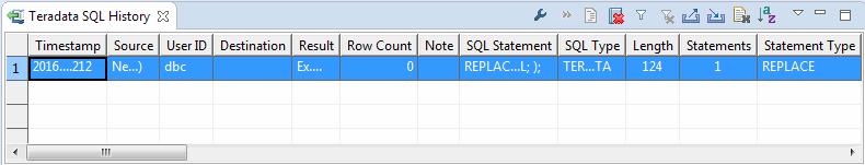 4: Query Development Context Menu s: Icons Find Find Next Copy Row Copy Cells Delete Row Edit SQL Edit Note Reexecute statement Allows you to search the SQL History view for a value.