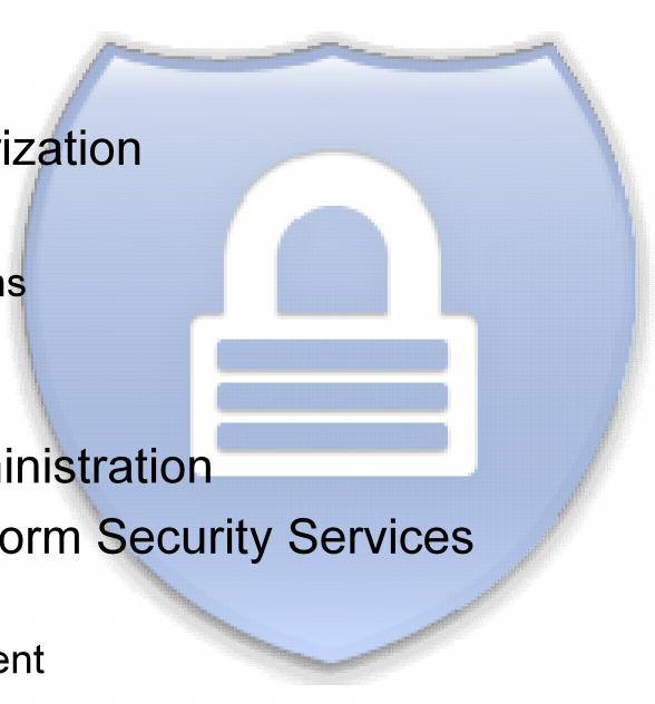 Externalized security administration Sits on top of Oracle
