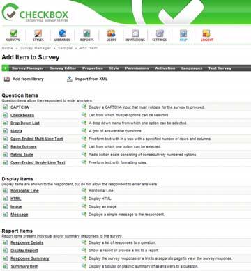 Getting Started - How to Create a Simple Survey with Checkbox Here you will start a new survey, name it, and then add some basic survey items. 1. Login to Checkbox. 2.