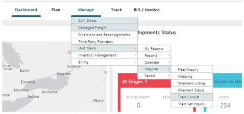 For example: When you click on a car number under the TRACE CAR column, the car movement inquiry will be generated on the current page.