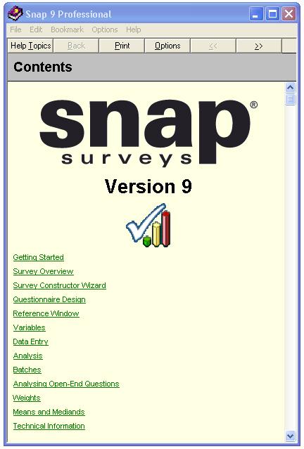 Snap 9 Professional Getting Started (continued) Accessing Help You can access Help option at any point while using Snap. This option provides detailed instructions for using Snap s features. 1.