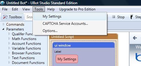 Simply drag the command into the scripting area. Give your UI window a Label.