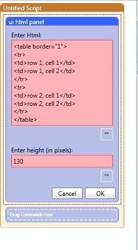 The results of the code in the parameter window will appear