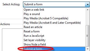 To add an action, click on the Add button and you will be given several options that the button can execute. I have highlighted a few of the most common.