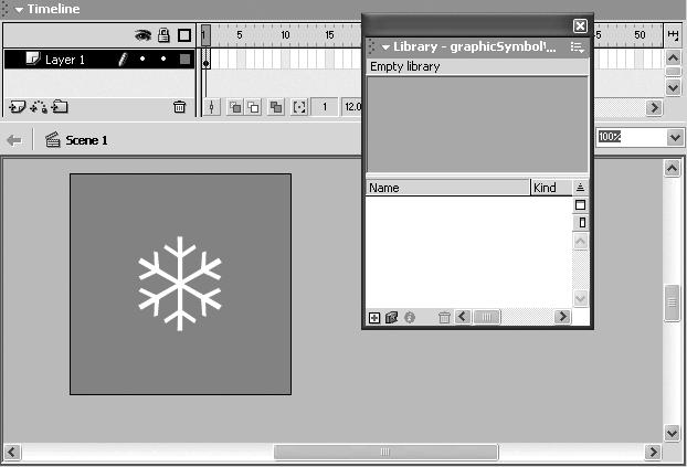 Macromedia Flash MX H O T 6. Symbols and Instances Project file name The Library 3. Choose Window > Library to open the Library panel.