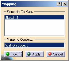 Page 123 3. Make sure the sketch is selected, and click the Point or Curve Mapping icon. The Elements To Map definition dialog box is displayed.
