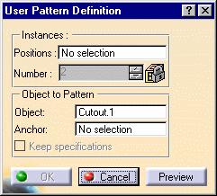 Creating User-Defined Patterns Page 144 The User Pattern command lets you duplicate a feature, such as a sketch, a cutout, a stamp, or any other feature as many times as you wish at the locations of