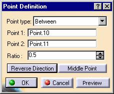 Click YES: you can then select a reference element, to which only the closest point is created. Click NO: all the points are created. Between Select any two points.