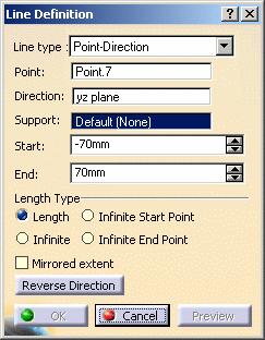 Check the Mirrored extent option to create a line symmetrically in relation to the selected Start and End points.