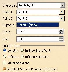 Page 165 Automatic Reselection This capability is only available with the Point-Point line method. 1. Double-click the Line icon. The Line dialog box is displayed. 2.