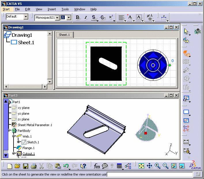 Page 23 This icon is added to the Projections toolbar provided the Sheet Metal workbench is present. 7.