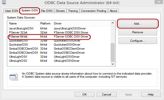 Post Installation Options In order to use the ODBC driver, you must first create one or more Data Source Names (DSNs). The supported way of doing this is to use Microsoft s ODBC administration tool.