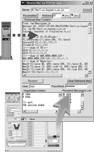 Application of a Visual Computer Simulator into Collaborative Learning 271 On the other hand, a POP3-client is a post office protocol-based receiving module.