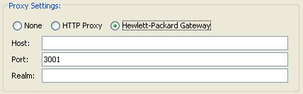 If you select Hewlett-Packard Gateway, fill in the following text boxes: HP Gateway proxy settings o o o In the Host text box, type the machine name or IP address of the server on which the proxy